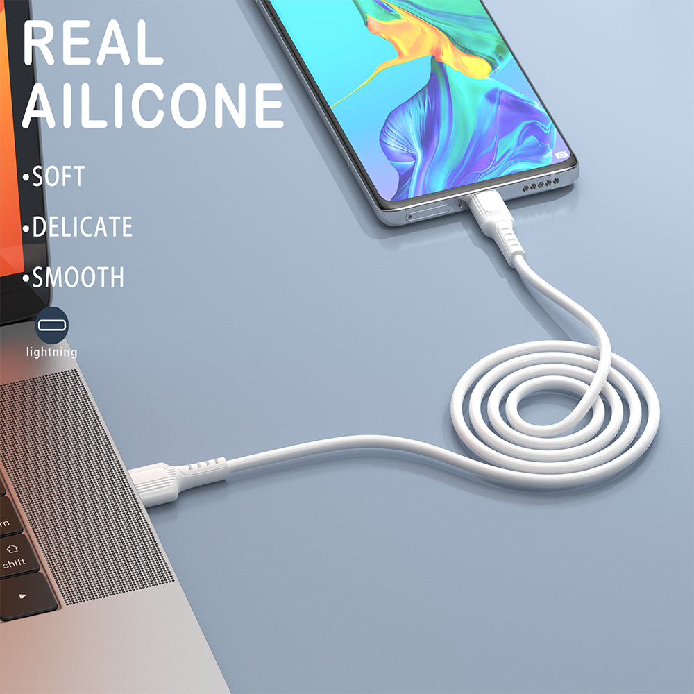 Goldplin TL-AC054 real silicone USB-A to Lightning charging cable, soft, delicate and smooth texture, connecting smartphone and laptop