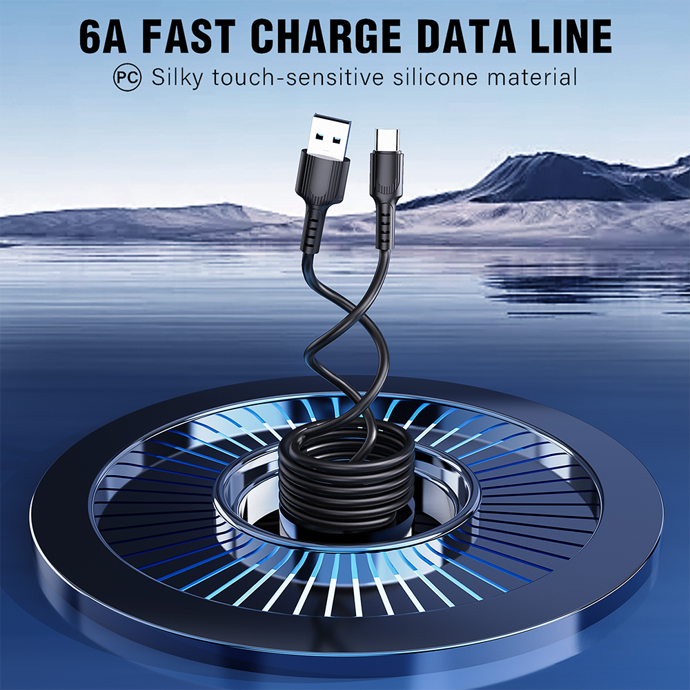 Goldplin TL-AC054 6A fast charge USB-A to Type-C data cable with silky touch-sensitive silicone material